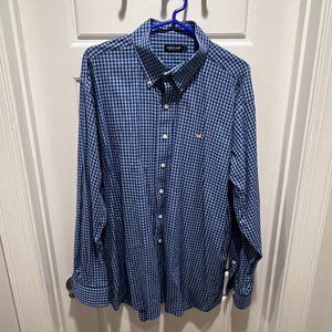 Southern Marsh Mens Navy Plaid Casual Button Down Shirt